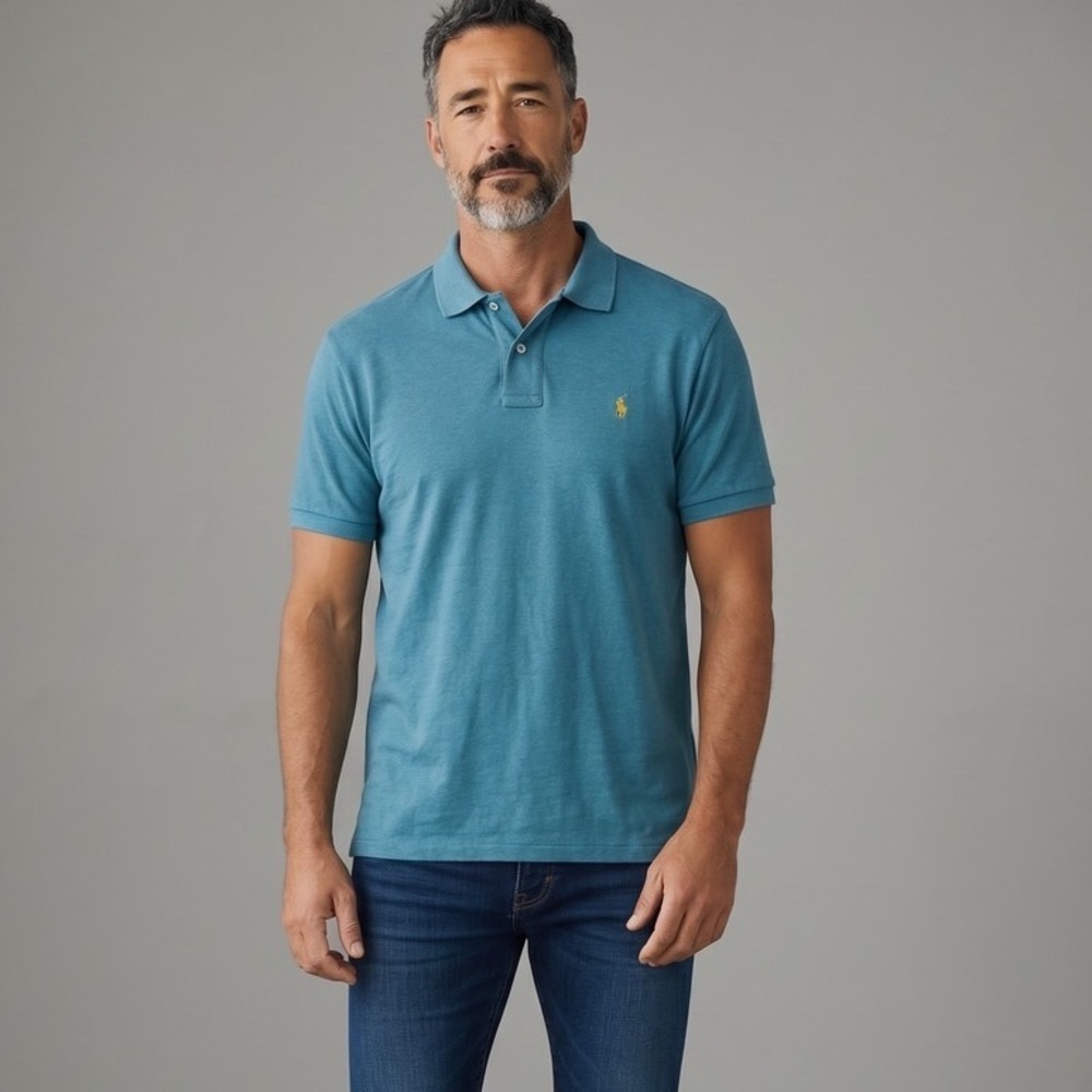 Polo Ralph Lauren Mens Classic Fit Short Sleeve Polo‎ Shirt Teal Blue Large